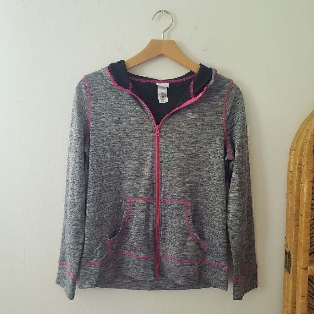 Everlast Zip Up Hoodie Gray Pink Girls' XL